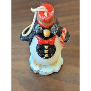 Vintage emperor penguin candle Xmas candy cane home decor